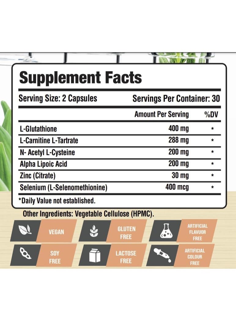 Laperva Antioxidant Complex L Glutathione, 60 Veggie Capsules, 400 mg - Image 5